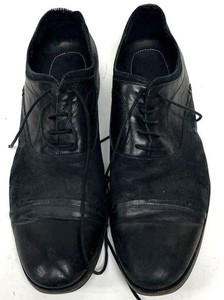 Bugatchi Black Solid Cap Toe Oxfords Men 12