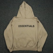 Fear Of God Hoodie Mens Medium Beige Tan Essentials Pullover Hooded FOG 