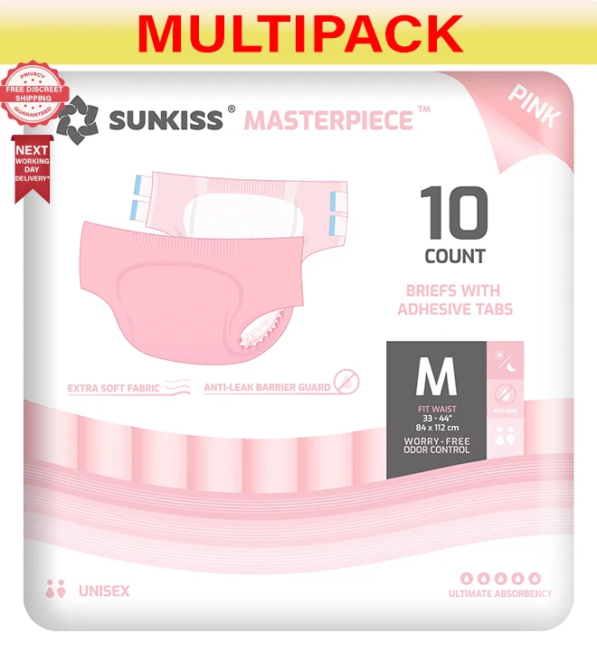40 x SUNKISS Masterpiece Adult Diapers Pink Ultimate Absorbency S/M - 4 Packs 10