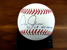 CHRIS CHAMBLISS 77-78 WS CHAMPS NEW YORK YANKEES SIGNED AUTO OML BASEBALL JSA
