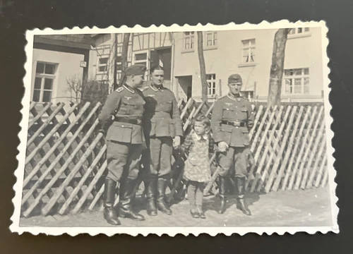 WW2 WWII Original German Wartime Military Wehrmacht Officers With Child photo