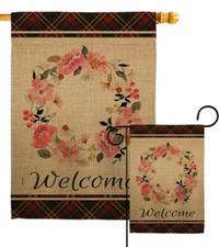 Welcome Wreath Garden Flag Sweet Home Expression Decorative Yard House Banner