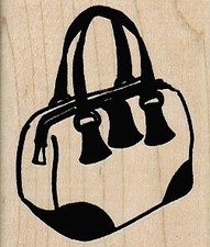 Big Purse 1 3/4 x 2" Rubber Stamp, Object Stamp, Purse Stamp