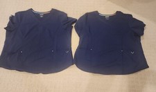 2 Woman's Plus Size ULTIMATE Scrub Tops Sz 3X Solid NAVY Scrubstar NURSE DOC VET