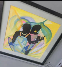 Antique  Guggi Palache Jamaican German Original 2007 Framed  Painting Signed