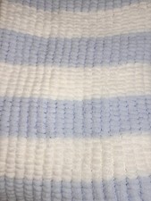 Beautiful New Large Baby Blue  White Pompom Blanket