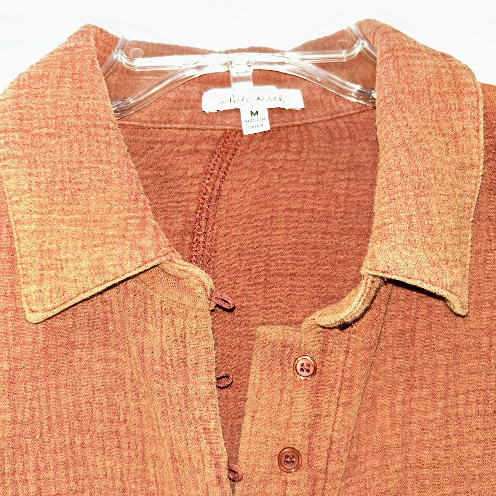 White Birch Rust Button Down Top Women’s Medium - image 2