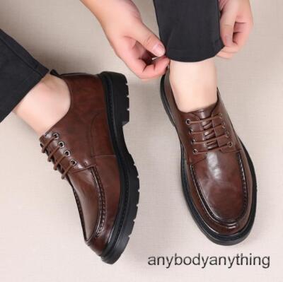 Men's Business Dress Slip-on British Style Thick Soled Loafers Lace Up Shoes New