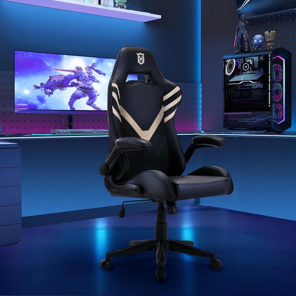 Office Gaming Racing Recliner Swivel Lumbar Massage Chair Beige eBay