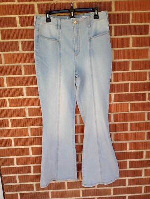 True Craft Corset Waist Flare Leg Jeans Size 32×30 High Rise Blue Stretch 