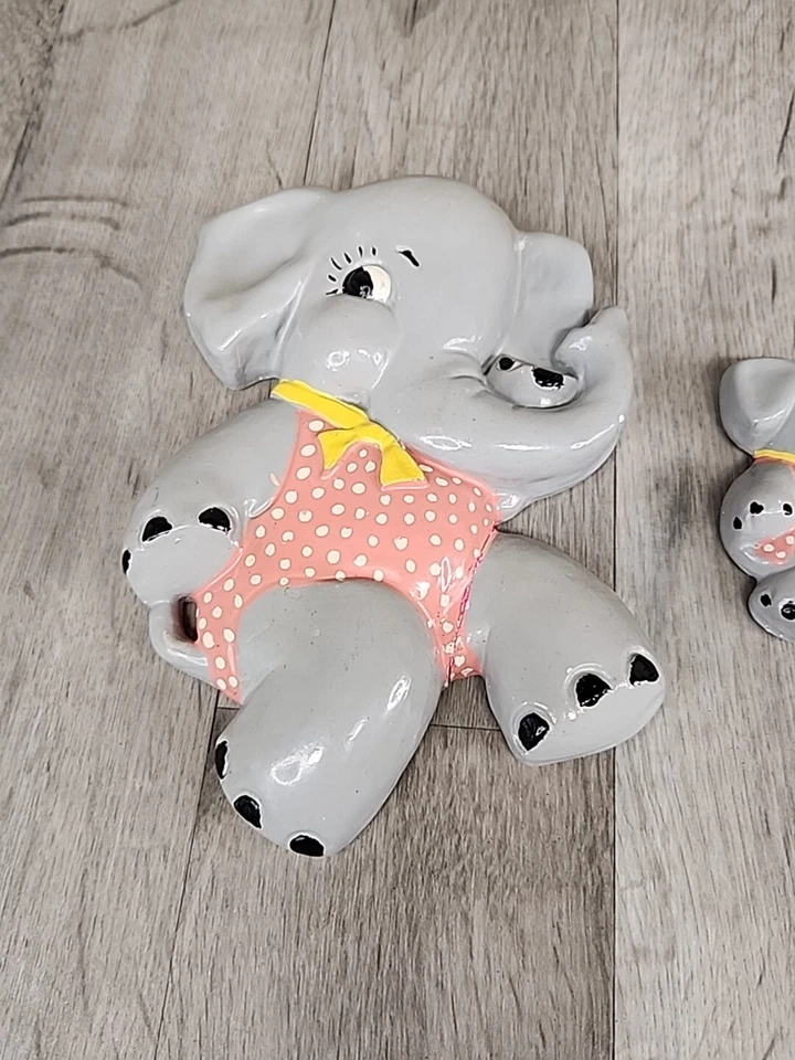 Vintage 50s Nursery Wall Decor Girls Room Elephants Marching Wall Mount - Image 3 of 4