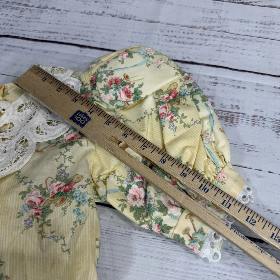 Винтажный Daisy королевство желтый цветочный крой и расклешенный платье крючком Puff рукав девочек Sz 7 - Изображение 4 из 4