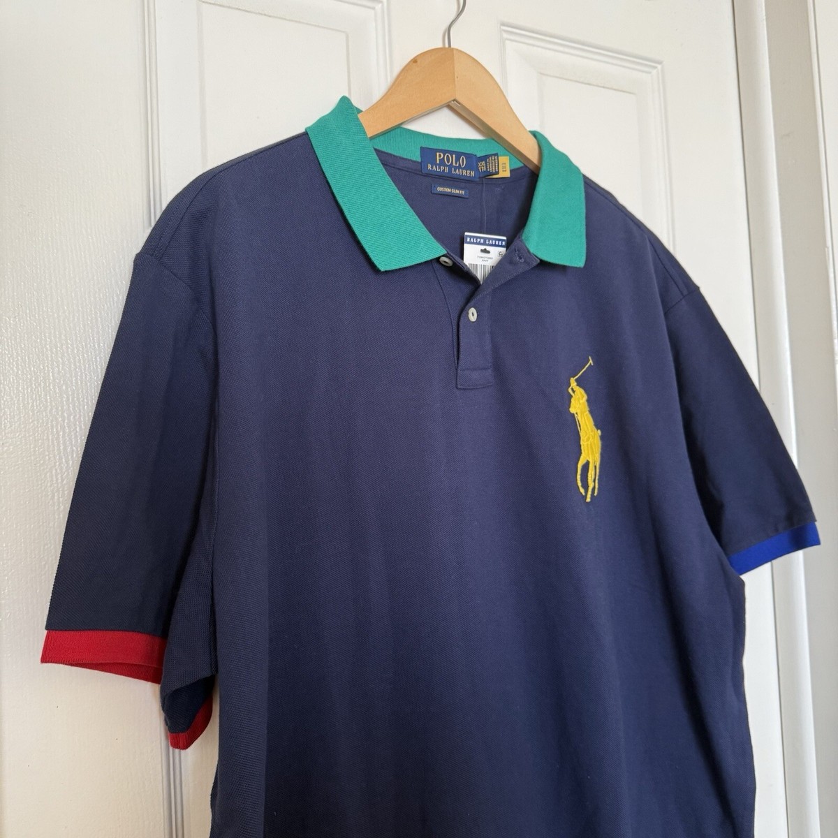 Ralph Lauren Men XXL Custom Slim-Fit ShortSleeve Blue Big