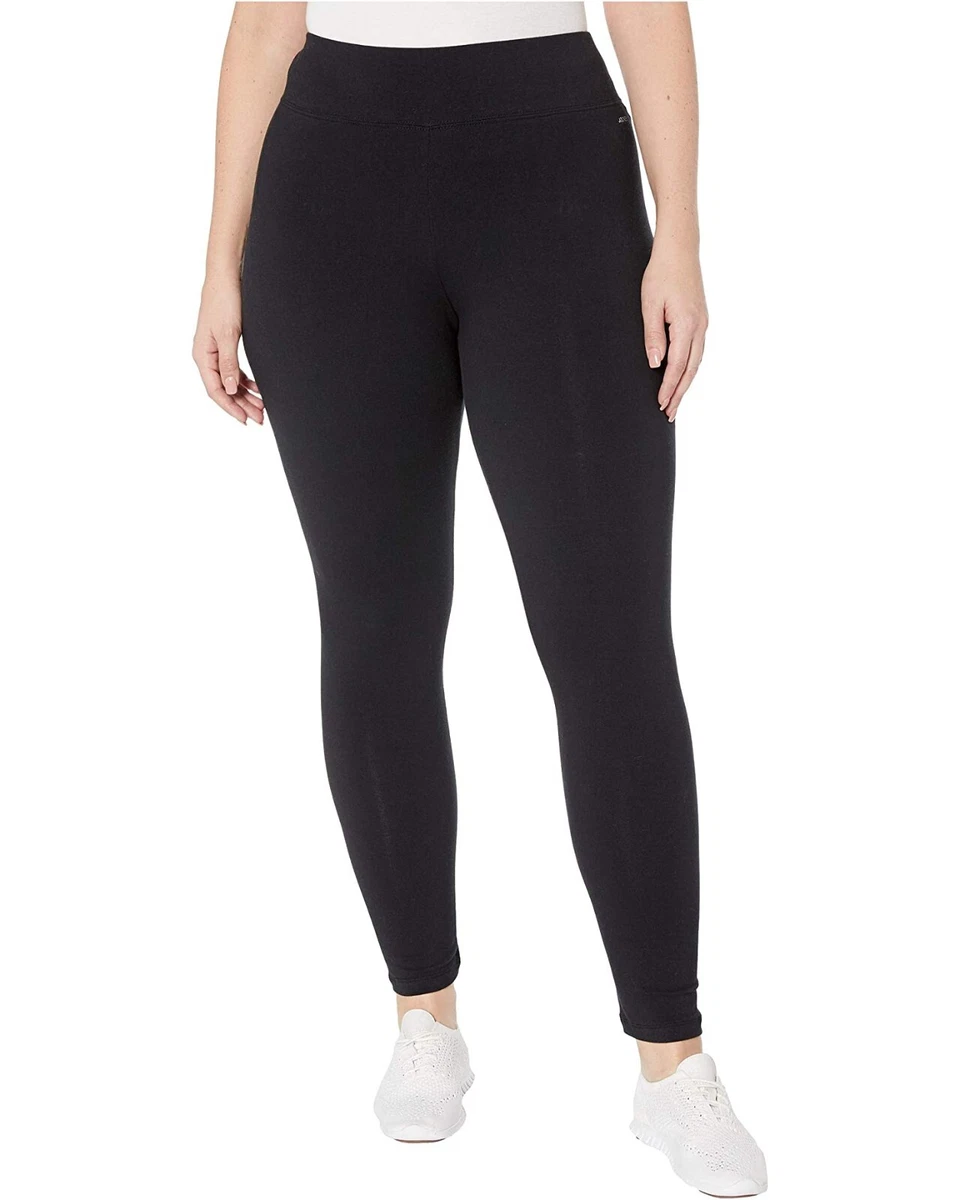 Jockey L112012 Womens Black Plus Size Ankle Wide Waistband Leggings Size 1X