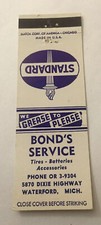 Ancienne couverture de livre d’allumettes couverture d’allumettes Bond’s Service Waterford MI