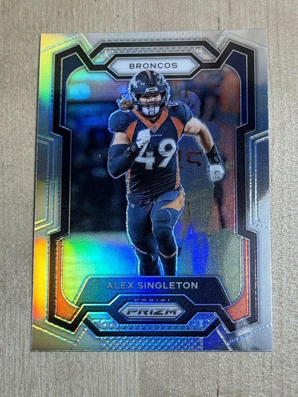 RARE L@@K 2023 Denver Broncos Alex Singleton Panini Prizm SILVER PRIZM #84 SP