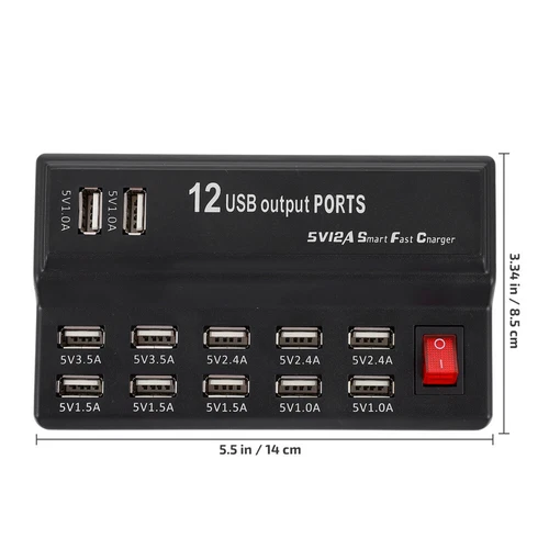 12 Port USB Type C Hub Charging Station Phone Charger Multi Dock Charger Adapter - Picture 9 of 14