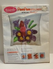 Vtg Wonderart Pom Pom Stitchery 14" Amethyst Pillow Needlecraft Kit New Sealed