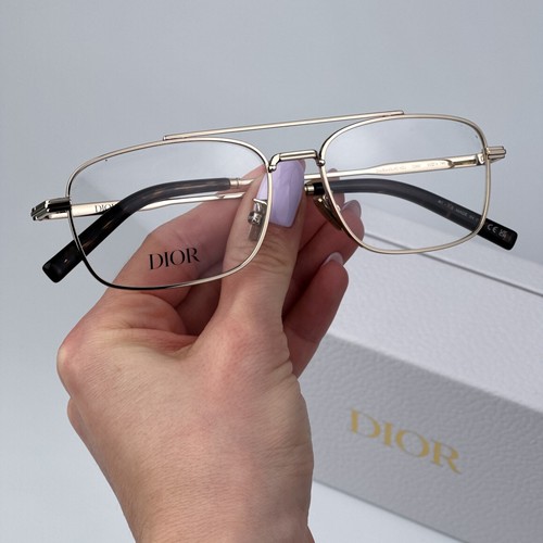 Dior Men Eyeglasses Metal Shiny Clear Gold Geometric DM50057U 032 BRAND NEW - Picture 7 of 9