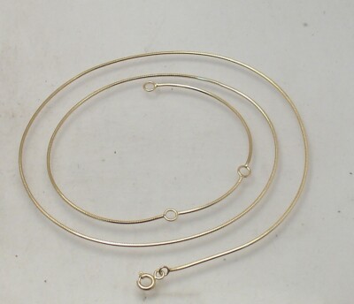 Verstellbare runde Schlangenkette Halskette massiv echt 14K Gelbgold 18'' 19'' 21''