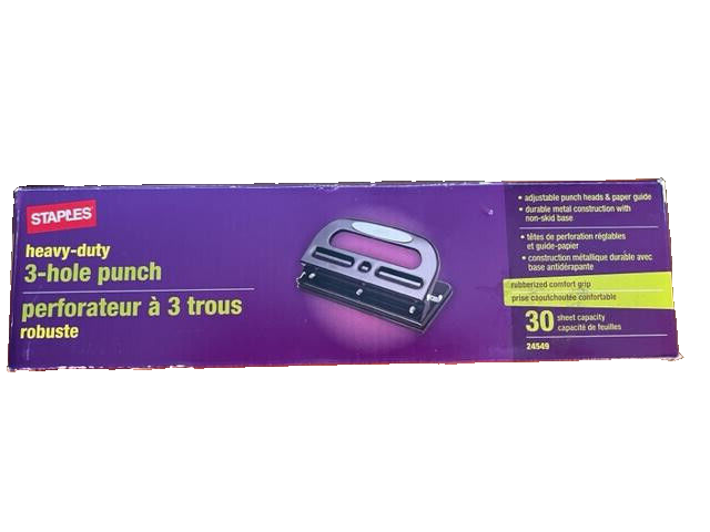 Staples Heavy Duty 3-Hole Paper Punch - 30 Sheet Capacity Adjustable ...