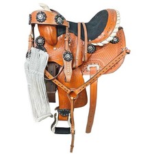 Antique Western Kids Youth Adult Barrel Horse Saddle Tooled Leather Tack Set