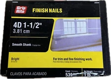1 Pk Grip Rite 539 Ct Finish Nails 4D 1-1/2" Smooth Shank Bright