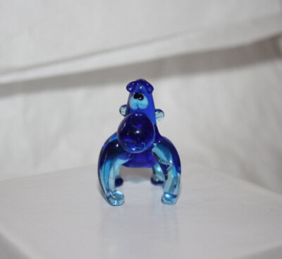 Art Blown Glass Murano Figurine Glass Figurine Blue Gorilla