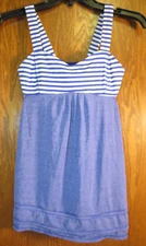 Lululemon 4 Back On Track Tank Pigment Blue Classic Stripe Silverescent EUC!