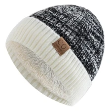 New Unisex Two-Tone Winter Hats Add Fur Lined Men And Women Fashion Warm Beanie