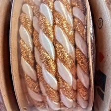 Lot of 3 NEW Gold White Twisted Cord 3/16" x 6 ft 2 yds each spool PRETTY