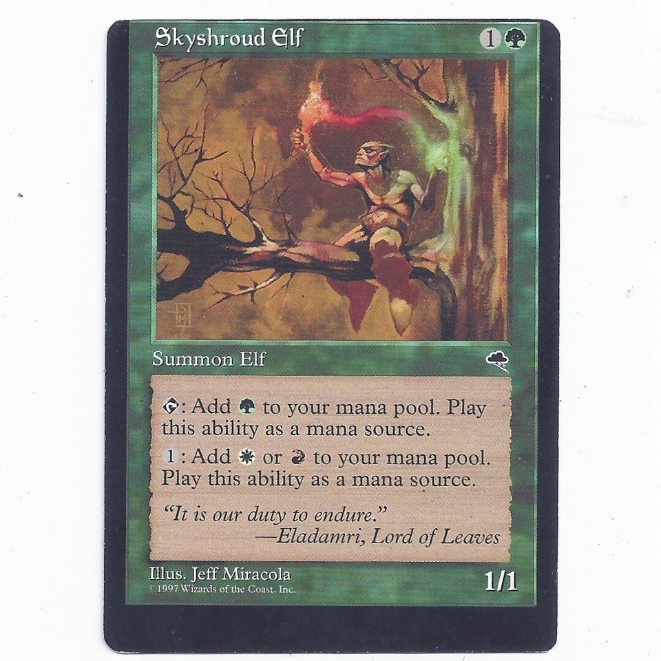 MTG Tempest TMP Skyshroud Elf misprint off center miscut Magic - Image 2 of 3