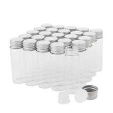 25PCS 15ml Clear Glass Small Vials w/ Aluminum Screw Caps Plastic Stoppers