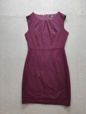 The Limited Women Sheath Dress 8 Wine Pleated Fitted Sleeveless Crew Neck Office