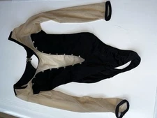 NYC STRIP CLUB Mesh Bodysuit (black/nude w/ rhinestones) CUSTOM MADE EXOTIC WARE