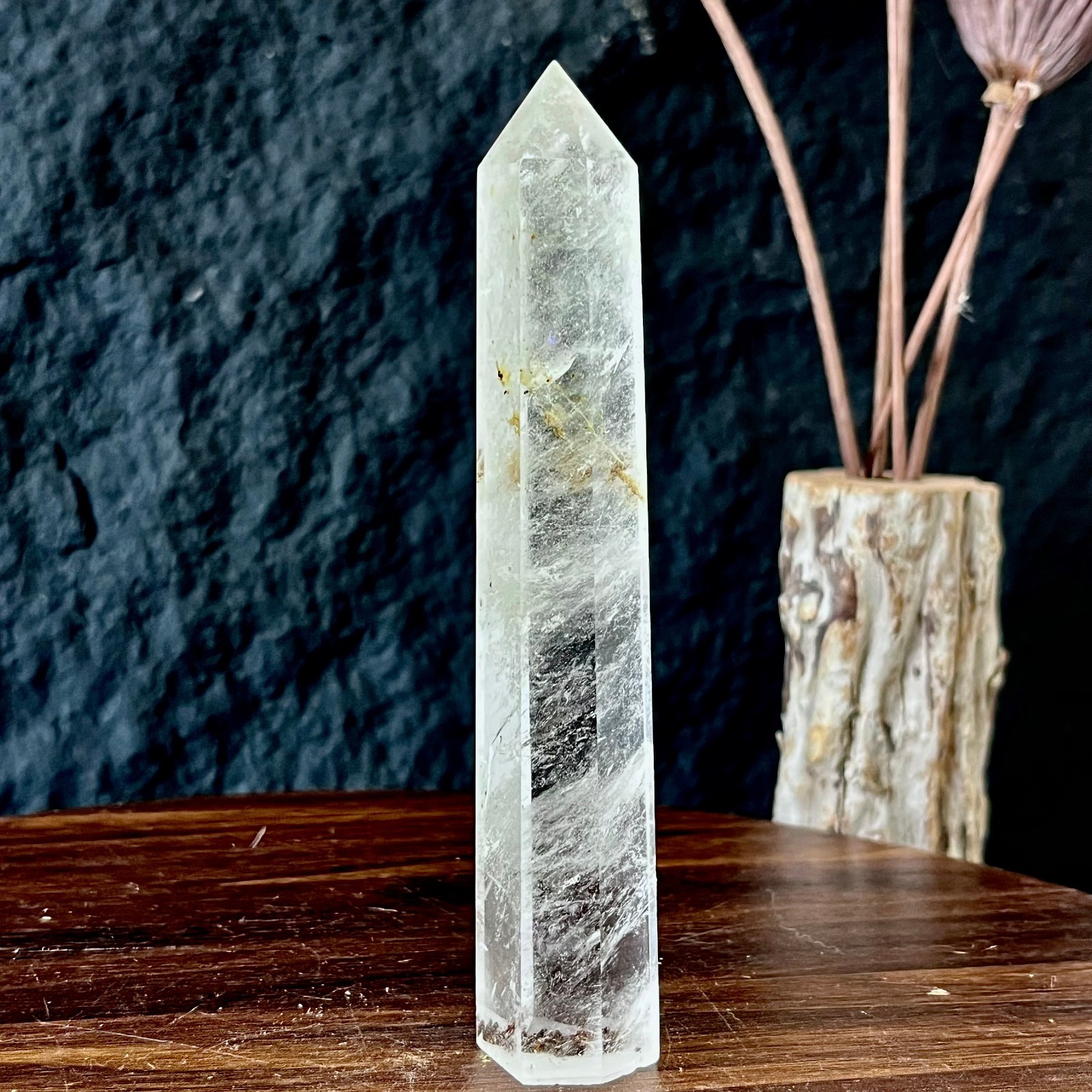 128G Natural white crystal square pointed column quartz crystal spiritual heali