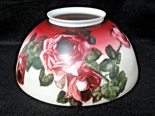 ANTIQUE 14" SHADE FOR VICT. HANGING LIBRARY OIL LAMP W/HP ROSES NICE!!!