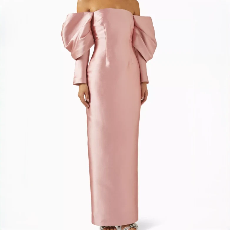 Solace London Laylah Off Shoulder Maxi Slit Dress In Pupin Pink - Women's Size 6