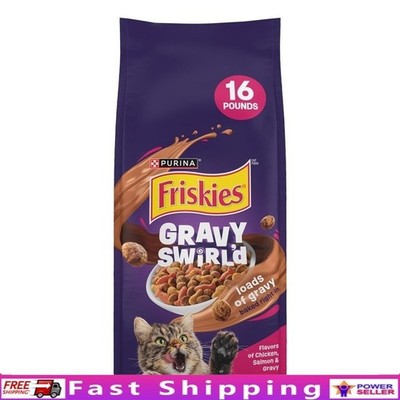 Dry Cat Food Chicken Salmon Gravy Kibble Balanced Nutrition All Life Stages 16lb