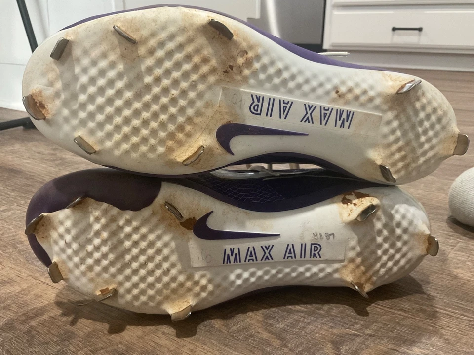 Botines de béisbol para hombre Nike púrpura TCU ranas con cuernos emitidos por el equipo usados por el jugador Foto 4 de 4