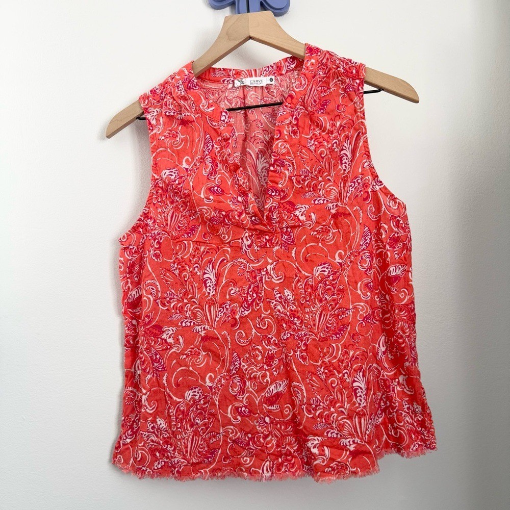 Carve Designs Small Dylan Tank Lisbon Resort Vacation Organic Cotton Orange