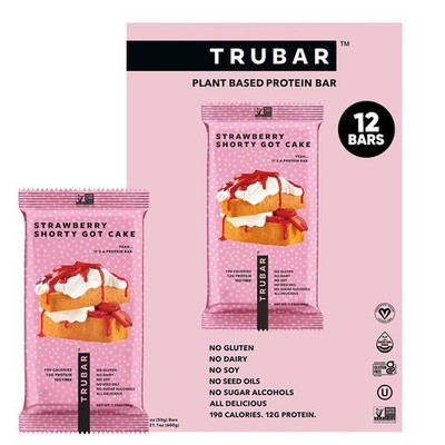 TRUBAR Vegan Protein Bar, Strawberry Shorty Got Cake, 1 Count (Pack of 12) 