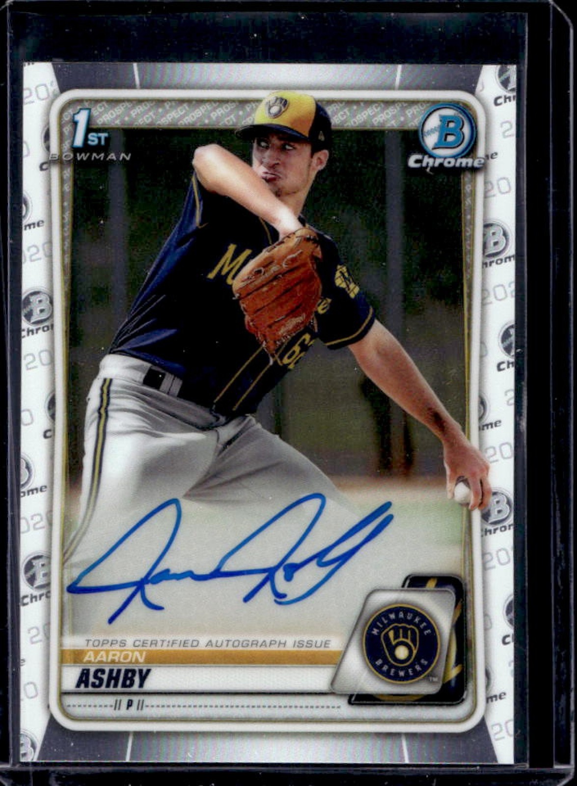 2020 Bowman Aaron Ashby Chrome Auto 1st Prospect #CPA-AA Brewers
