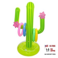 Inflatable Cactus Ring Toss Game Set with 4 Pcs Inflatable Rings - Hawaiian