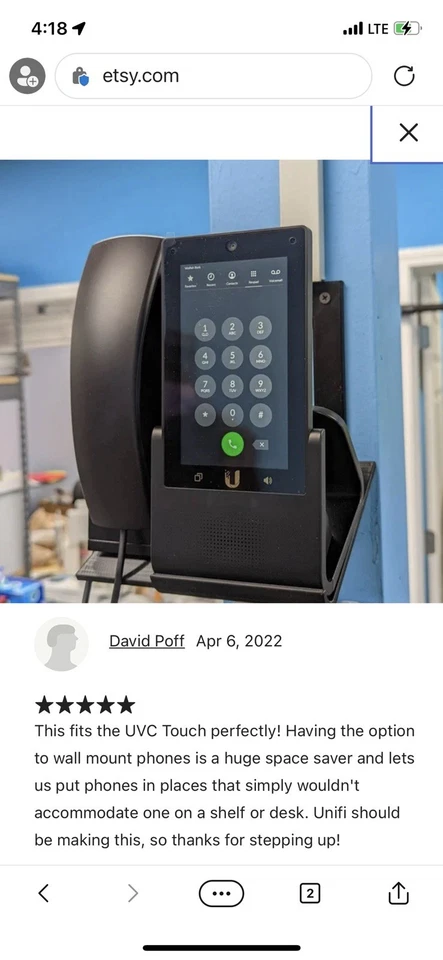 Unifi Talk Touch VoIP Wall-mount Black Decora Style-10 degree tilt -Made2Order - Image 3 of 4