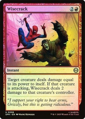 NM Foil Wisecrack, MTG, Marvel's Spider-Man, Magic the Gathering, 98