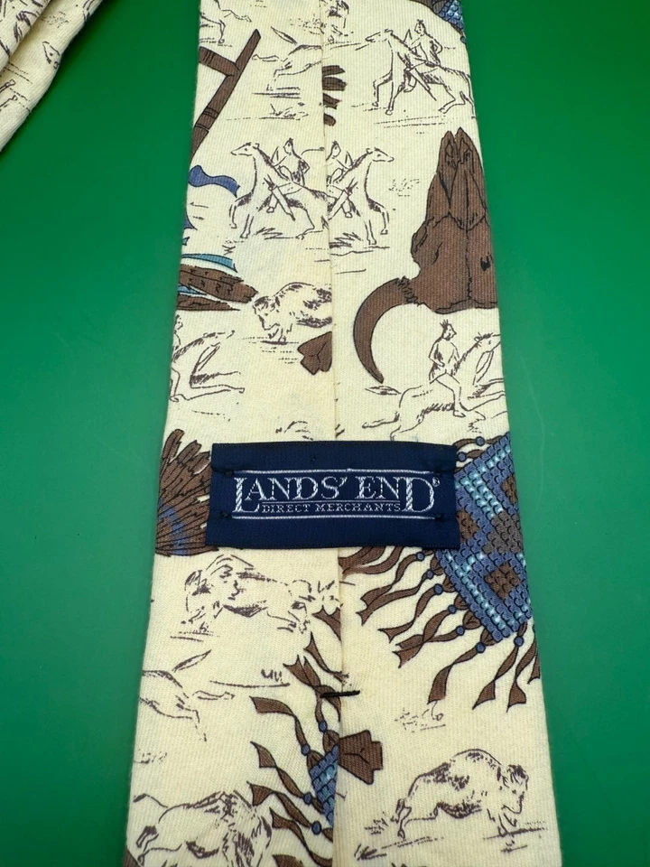 LAND'S END Southwestern Cow Skull Native American Western NECK TIE Cotton - Image 4 of 4