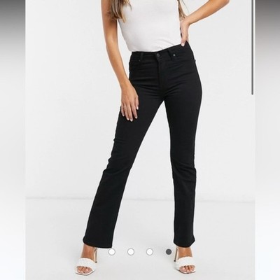 Levis 724 High Rise Straight Leg Jeans Black Denim Womens Pants