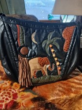 3D Purse Elephant Trees Beads Fringe