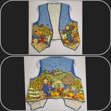 Vintage 90s Handmade Autumn Scarecrow Casual Seasonal Vest Lg  READ